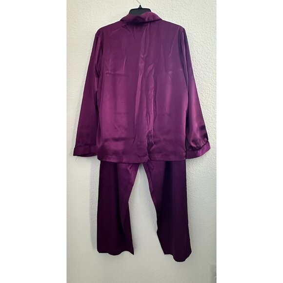 Morgan Taylor Intimates Royal Purple Satin Pajama Set L Whimsygoth Old Money - Picture 3 of 15